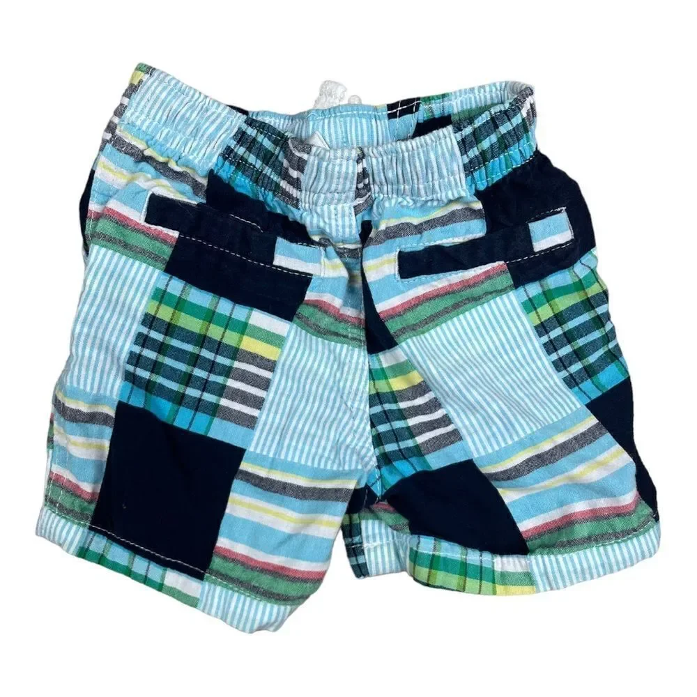 Gymboree Blue Plaid Shorts Baby Boy Size 6-12 Months Elastic Waistband Preppy